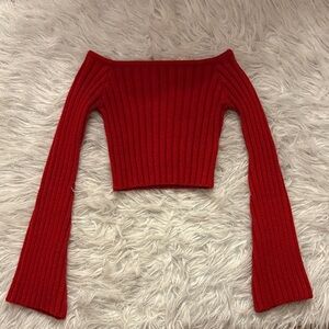 Edikted Bold Red Off-Shoulder Sweater